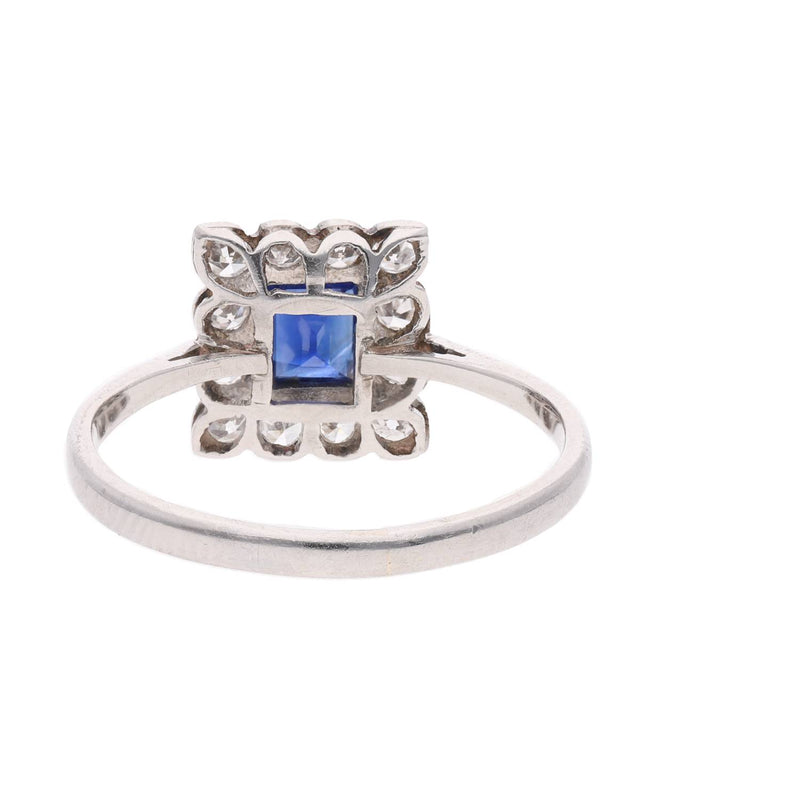 Platinum Sapphire and Diamond Cluster Ring