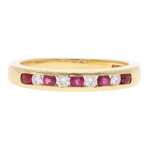18ct Gold Ruby and Diamond Half Eternity Ring