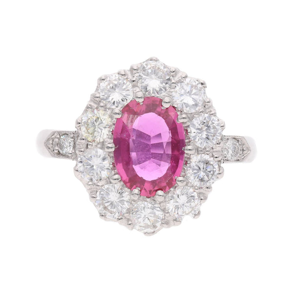 18ct White Gold Ruby and Diamond Cluster Ring