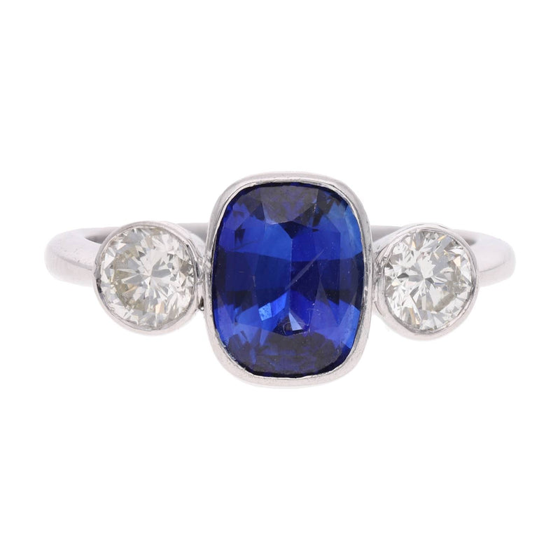 18ct White Gold Sapphire and Diamond Three Stone Ring