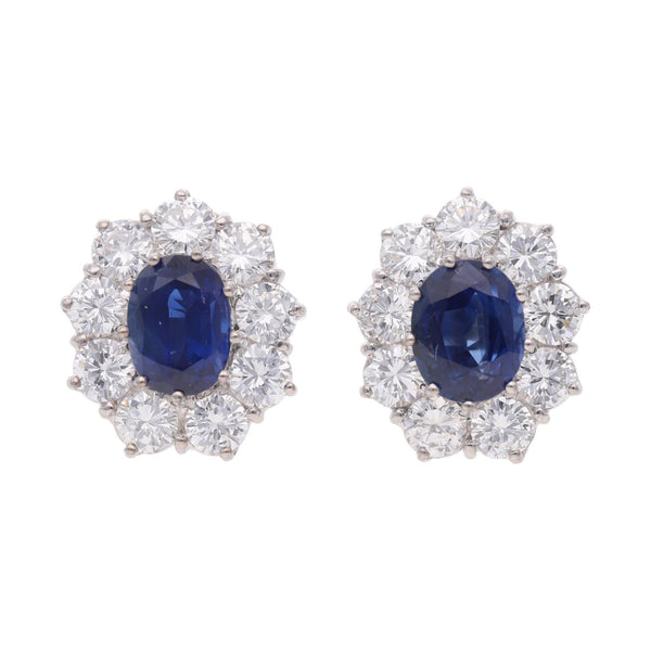 18ct White Gold Sapphire and Diamond Cluster Earrings