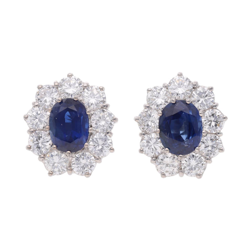 18ct White Gold Sapphire and Diamond Cluster Earrings