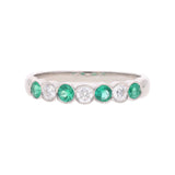 Platinum Emerald Diamond Half Eternity Ring