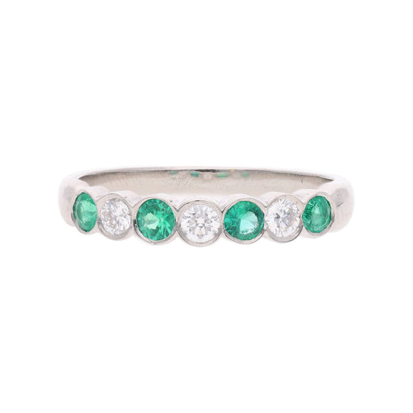 Platinum Emerald Diamond Half Eternity Ring