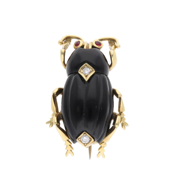 18ct Multi Gem Beetle Brooch