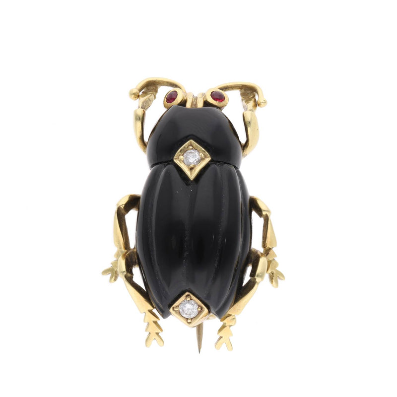 18ct Multi Gem Beetle Brooch