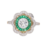 18ct Gold Emerald and Diamond Cluster