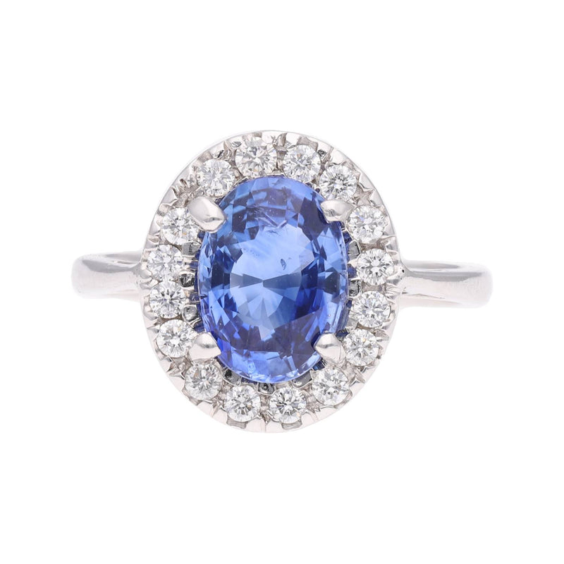 18ct White Gold Sapphire and Diamond Cluster Ring