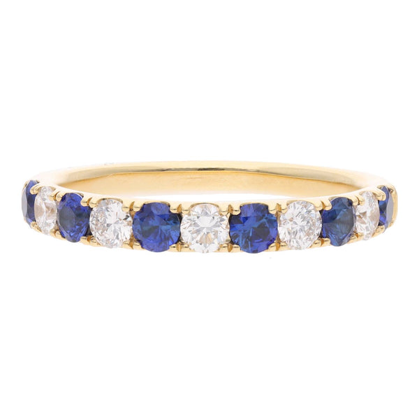 18ct Gold Sapphire and Diamond Half Eternity Ring