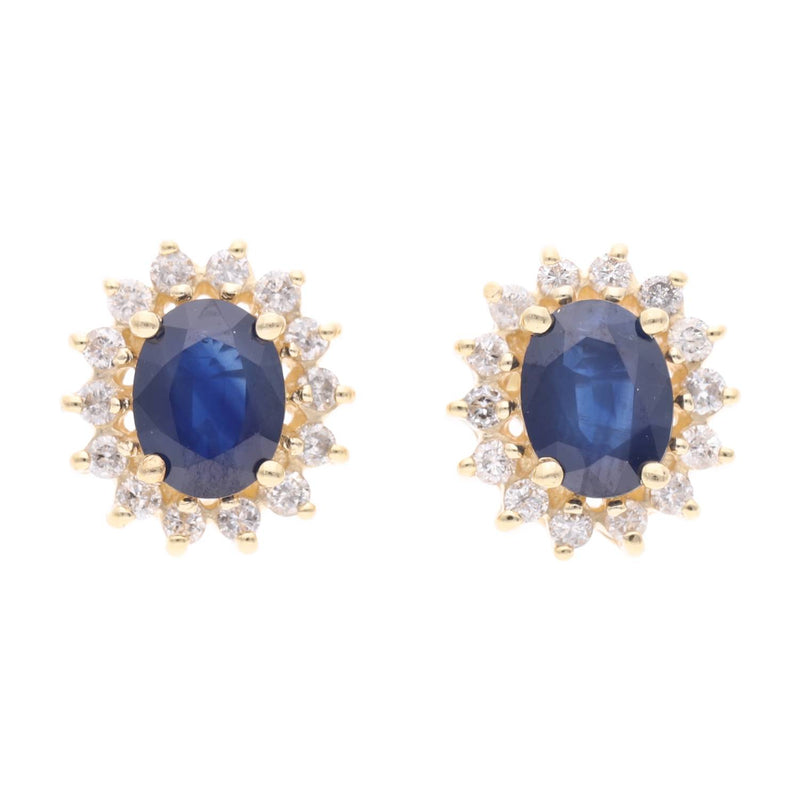 14ct Gold Sapphire and Diamond Cluster Earrings