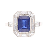 Platinum Sapphire and Diamond Ring