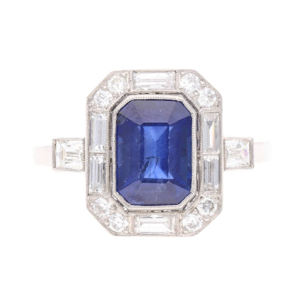 Platinum Sapphire and Diamond Ring