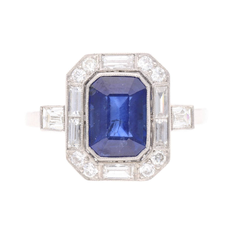 Platinum Sapphire and Diamond Ring