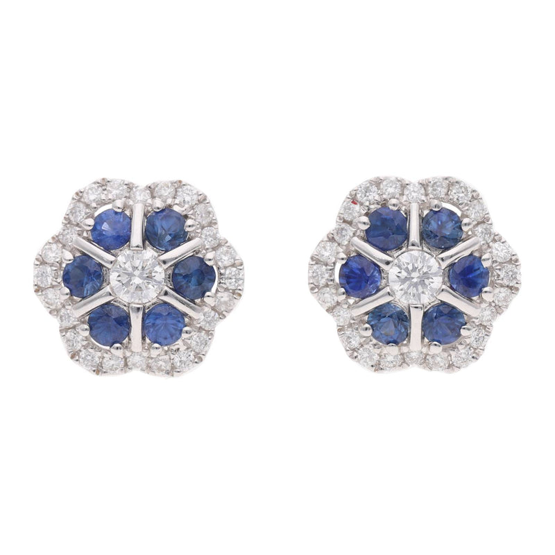 18ct White Gold Sapphire and Diamond Cluster Earrings