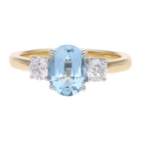 18ct Gold Aquamarine and Diamond Ring