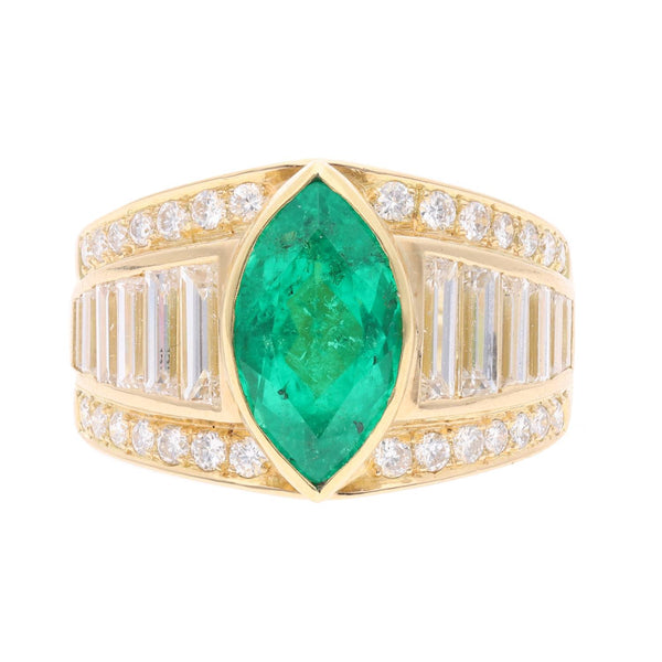 18ct Gold Columbian Emerald and Diamond Ring