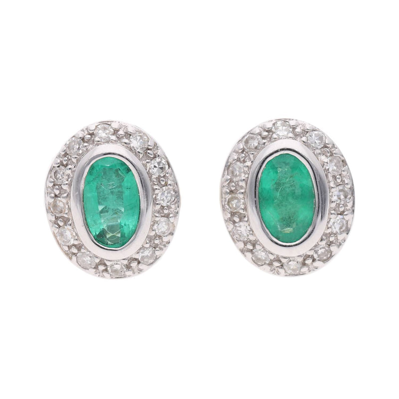 18ct White Gold and Emerald Stud Earrings