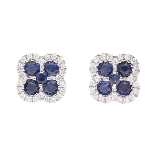 18ct White Gold Sapphire and Diamond Cluster Earrings