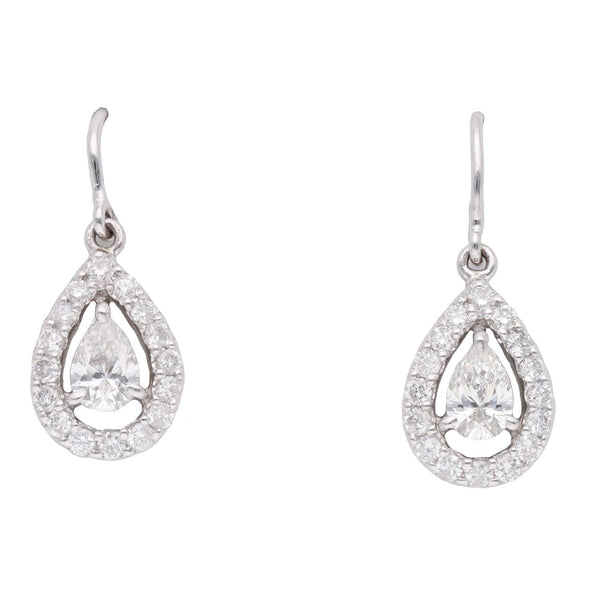 18ct White Gold and Diamond Tear Drop Earrings