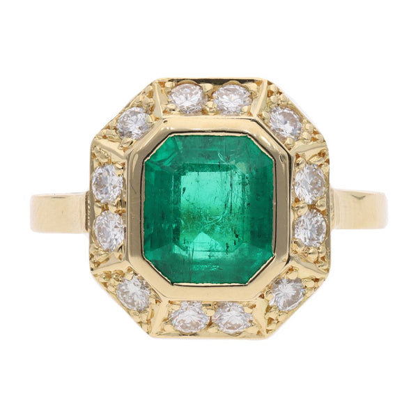18ct Emerald and Diamond Cluster Ring