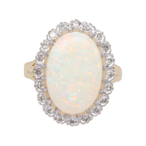 18ct Gold Opal and Diamond Cluster Ring