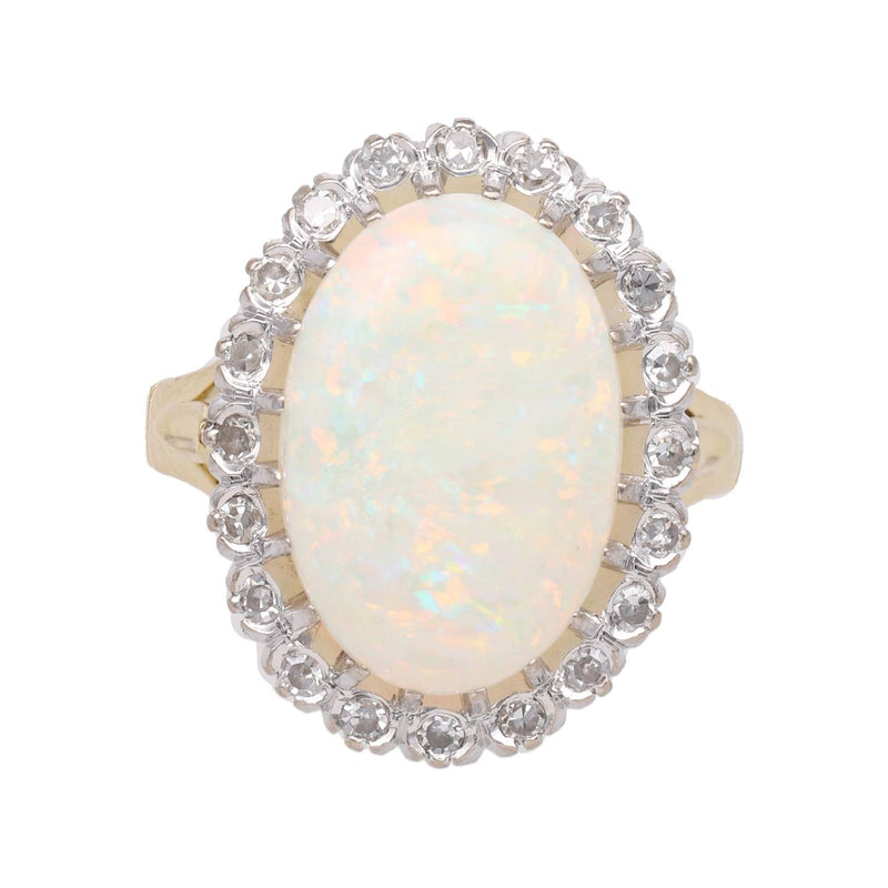 18ct Gold Opal and Diamond Cluster Ring