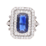Art Deco Platinum Sapphire and Diamond Ring