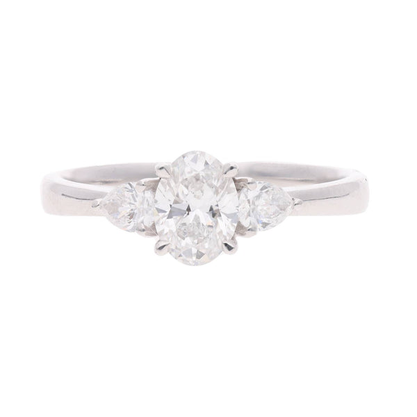 Oval and Pear Shape Diamond 3 stone ring