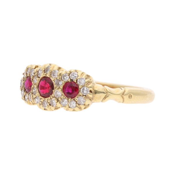 18ct Gold Ruby and Diamond Cluster Ring