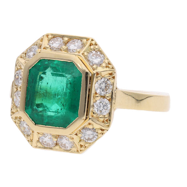 18ct Emerald and Diamond Cluster Ring