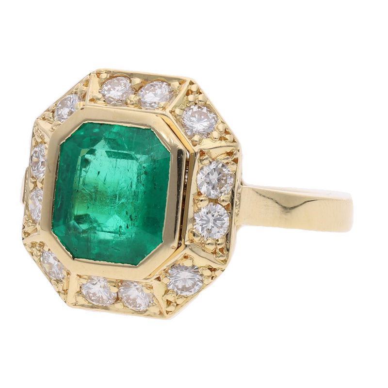 18ct Emerald and Diamond Cluster Ring