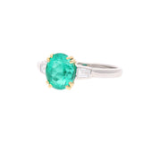 Platinum Yellow Gold Emerald and Diamond Ring