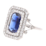 Art Deco Platinum Sapphire and Diamond Ring