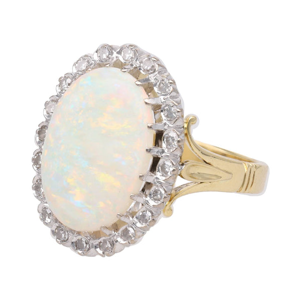 18ct Gold Opal and Diamond Cluster Ring