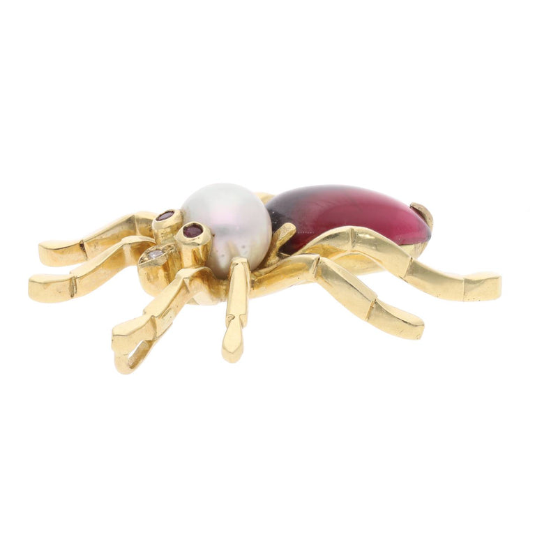 18ct Multi-Gem Spider Pendant