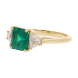 18ct Gold Emerald and Diamond Three-stone Ring