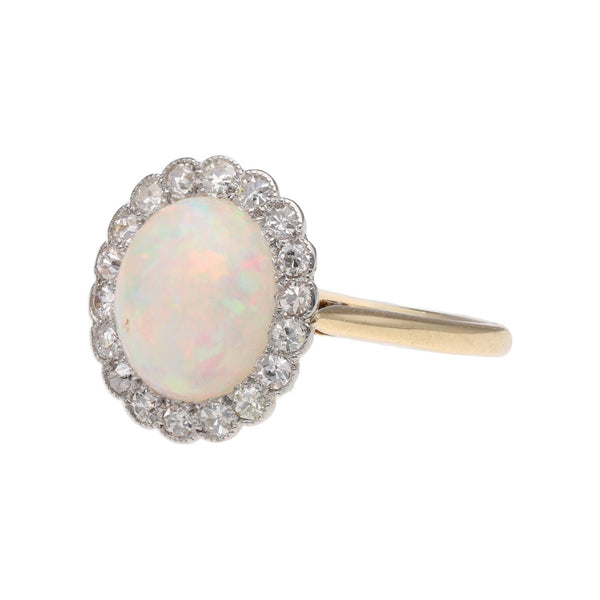 18ct Gold Opal and Diamond Cluster