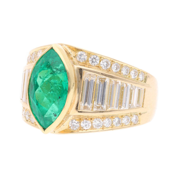 18ct Gold Columbian Emerald and Diamond Ring