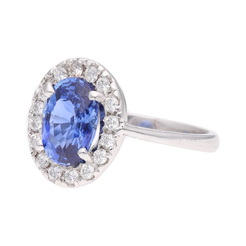 18ct White Gold Sapphire and Diamond Cluster Ring