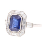 Platinum Sapphire and Diamond Ring