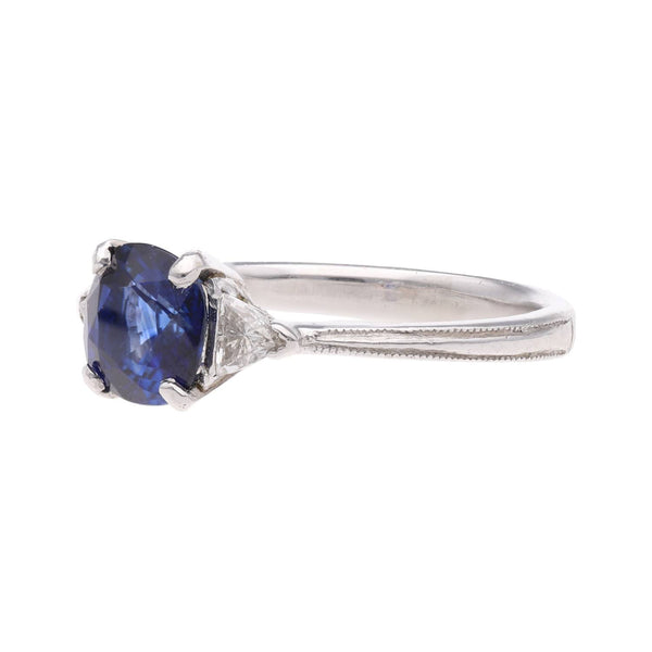 Platinum Sapphire and Diamond Ring