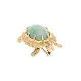 French 18ct Gold Ruby and Aventurine Quartz Tortoise Brooch