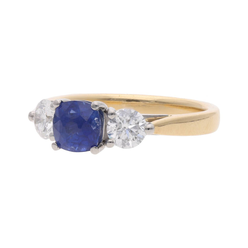 Sapphire and Diamond 3 stone Ring