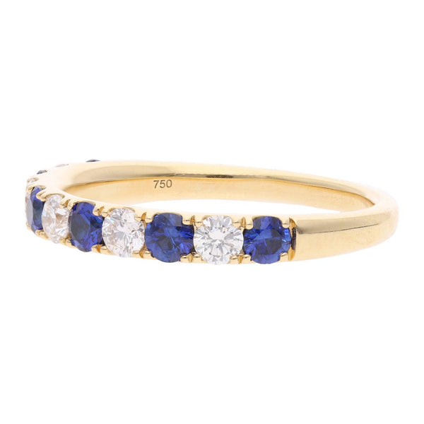 18ct Gold Sapphire and Diamond Half Eternity Ring