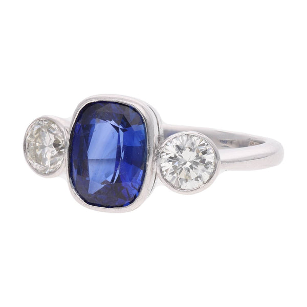18ct White Gold Sapphire and Diamond Three Stone Ring