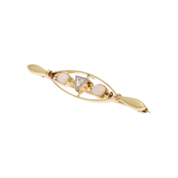 15ct Opal and Diamond Brooch