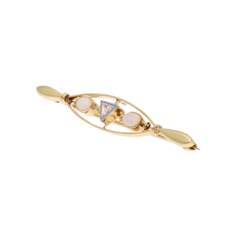 15ct Opal and Diamond Brooch