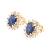 14ct Gold Sapphire and Diamond Cluster Earrings