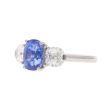 Platinum Sapphire and Diamond Three Stone Ring
