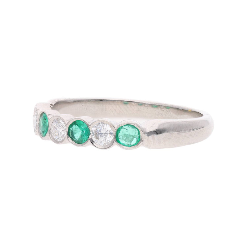 Platinum Emerald Diamond Half Eternity Ring